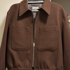Lemaire Brown Gathered Felted-Wool Jacket
